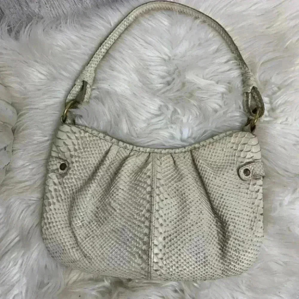 Calvin Klein ivory snakeskin satchel bag - Picture 2 of 8